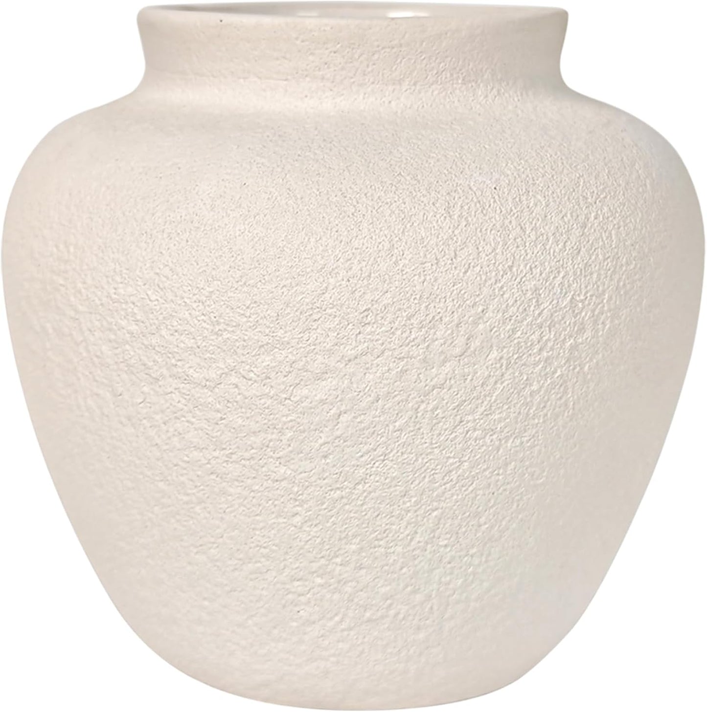5.9" Small White Round Ceramic Vase, Coffee Table Shelf Decor
