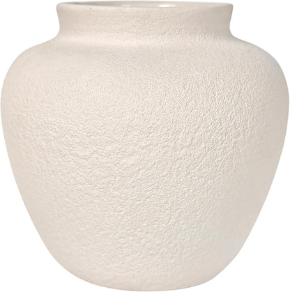 5.9" Small White Round Ceramic Vase, Coffee Table Shelf Decor