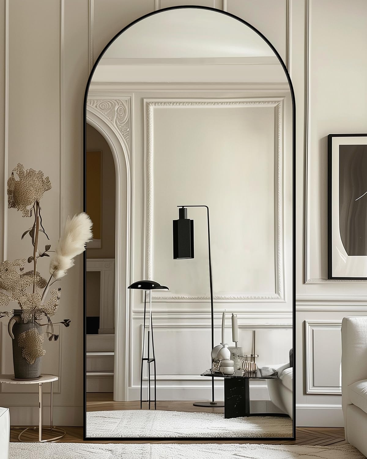 Full Length Mirror with Stand, 71"x28" Arched Full Body Large Stand Up Aluminum Frame Floor Standing Mirror, Freestanding Hanging Leaning Mounted for Bedroom Living Room Entryway Gold