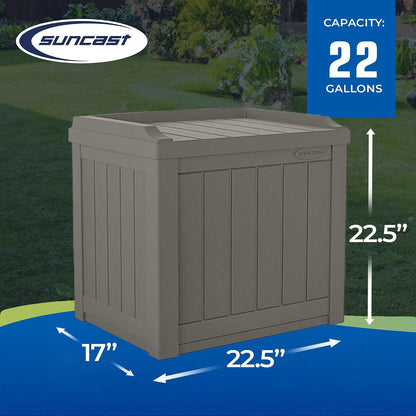 Suncast Outdoor Storage Box - 22 Gallon Stone Gray Resin Outdoor Deck Box with Seat, Weatherproof Patio Storage Bin Container for Keeping Cushions, Tools, & Towels for Pool, Yard, & Garden