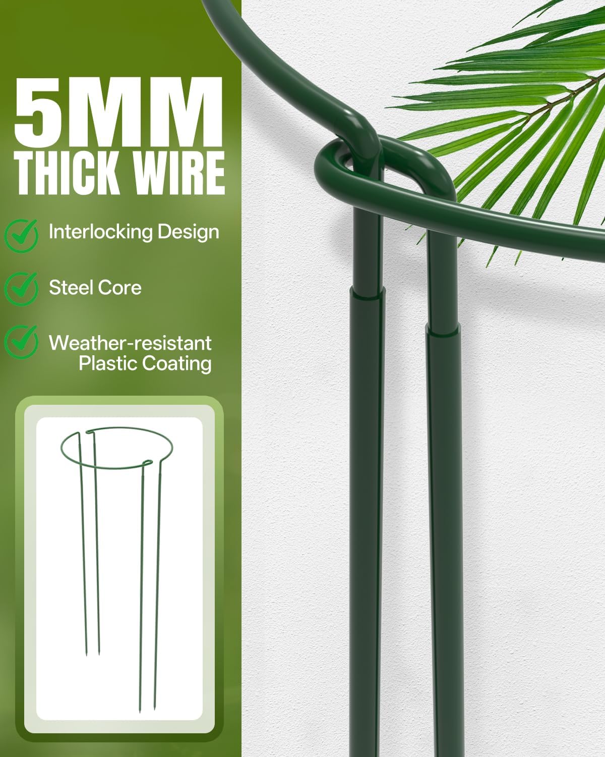 12 Pack 16 Inch Metal Plant Support Stakes for Outdoor Plants and Flowers | Peony cages and supports, Flower stakes, Includes 15 Pcs twist ties, Sturdy, Rust-proof, Easy to install, Durable