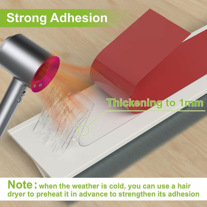 2 PCS Door Draft Stopper for Bottom with Brush, Self Adhesive Door Sweep for Exterior/Interior Doors, Bottom Seal Strip for Protection Against Bug, Dust, 2" W x 39" L, White