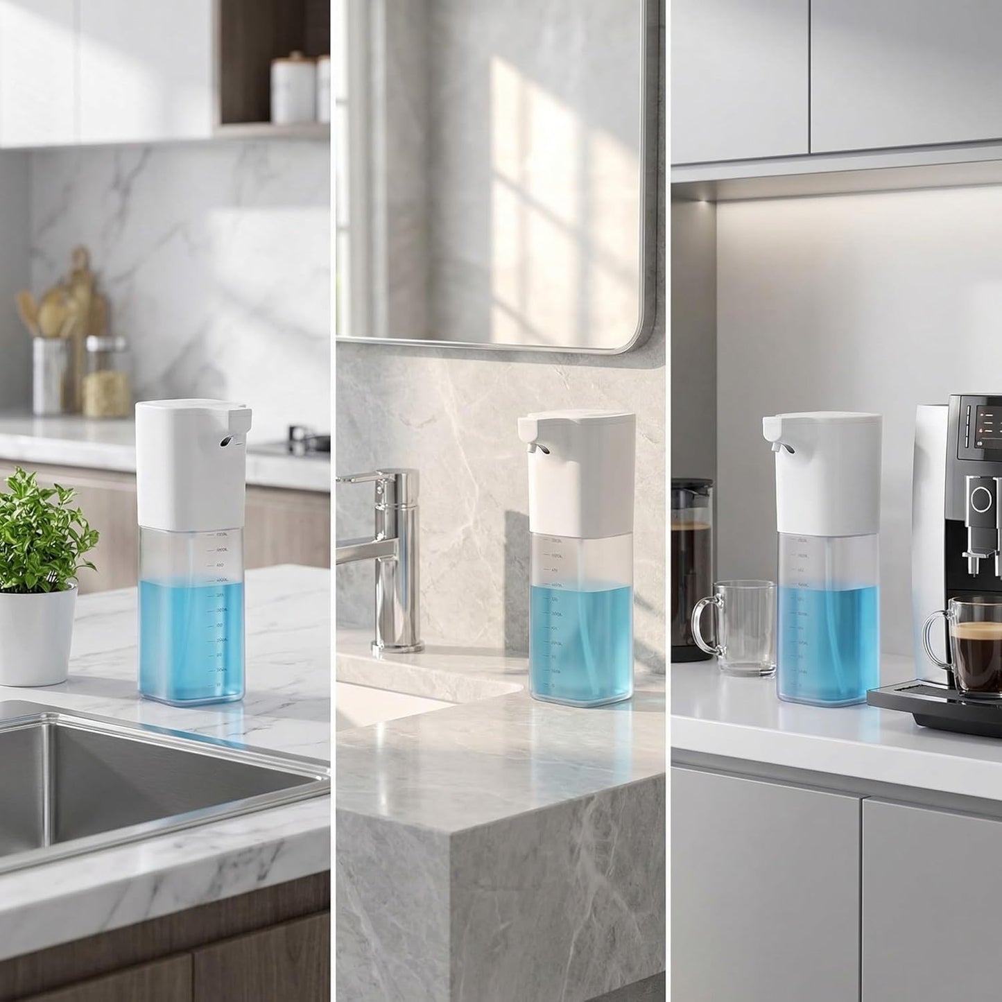 Automatic Foaming Soap Dispenser,Touchless Foam Soap Dispenser 4-Level Adjustable Electric, Auto Bathroom Kitchen Hand Soap Dispenser,12oz/350ml, Wall Mounted, Rechargeable