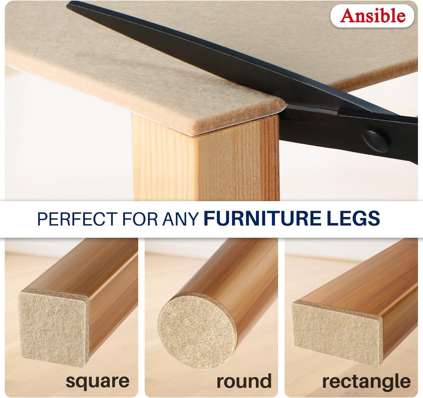 Ansible 60 PCS Felt Furniture Pads 1", Felt Pads for Chair Leg Floor Protectors for Hardwood Floors Round (Beige)