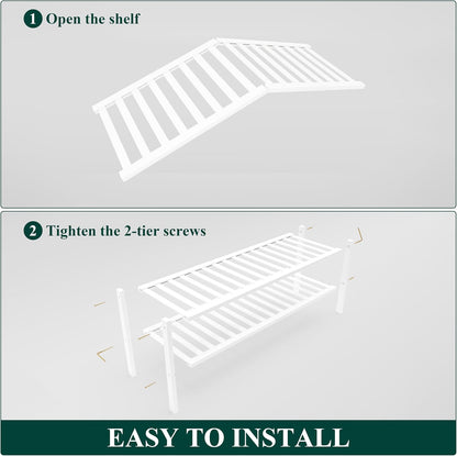 Smiry Bamboo Shoe Rack for Closet, 3 Tier Wooden Shoe Organizer, Stackable Wood Shoe Storage Shelf for Entryway, 14 Vertical Slats, One-piece Heavy-Duty Legs, 26.77"x11.02"x18.31", Natural