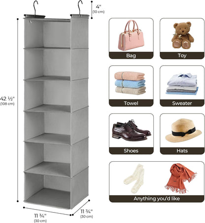 GRANNY SAYS 3-Shelf Hanging Closet Organizer and Storage, Collapsible Hanging Closet Shelves, Hanging Organizer for Closet & RV, Gray, 29 ½" H X 12" W X 12" D, 1-Pack