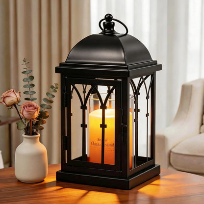Candle Warmer Lamp with Timer Dimmer,Electric Candle Lamp Lantern Style,Compatible with 3 Wick/Large Candle,Fully Enclosed & Hangable Designed for Family with Pet,Children