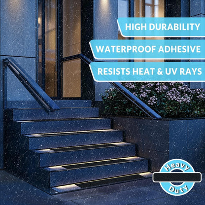 LifeGrip Anti Slip Traction Treads 10 Pack, 6"x32" with Glow in Dark Stripe, Best Grip Tape Grit Non Slip, Outdoor Non Skid Tape, High Traction Friction Abrasive Adhesive for Stairs Step