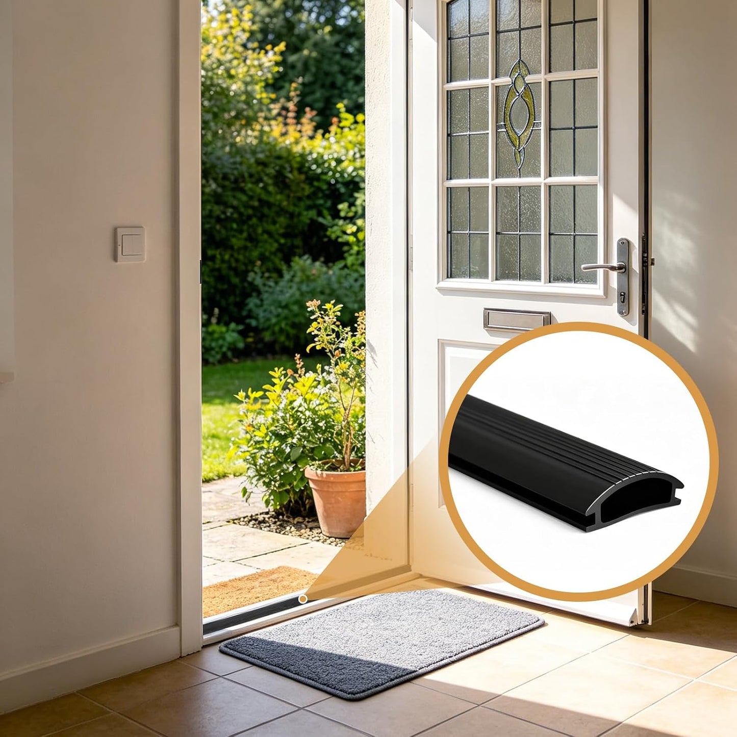 2 Pcs 36 Inch Vinyl Replacement Insert for Adjustable Height Aluminum Thresholds with Seals 1-5/16 x 3/8 Vinyl Replacement Insert for Front Under Door Weather Stripping Seal Exterior
