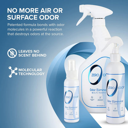 Zero Odor – Multi-Purpose Odor Eliminator - Air & Surface Odor – Patented Technology for Bathroom, Kitchen, Fabric, Closet- Smell Great Again, 16oz