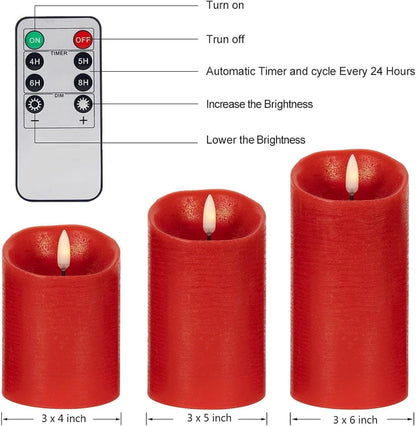 ANGELLOONG Flickering Flameless Candles, Realistic Battery Operated Candles with Remote and Timer, Set of 3 LED Candles for Room Fall Home Wedding Decor Centerpieces Table Party Valentines Decorations