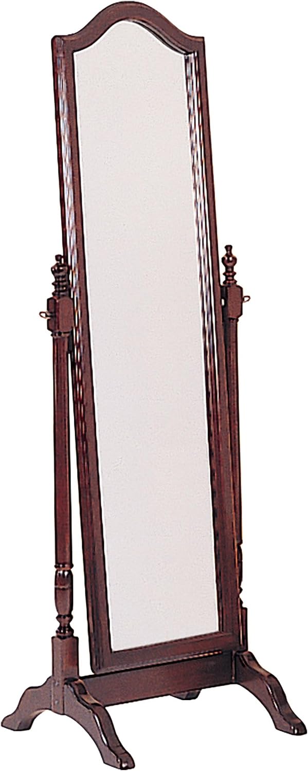 Coaster Home Furnishings - Cabot - Wood - Cheval Standing Mirror with Swivel Base, Full-Length Viewing and Arched Top - Bedroom, Entryway & Dressing Area - Merlot - 3103