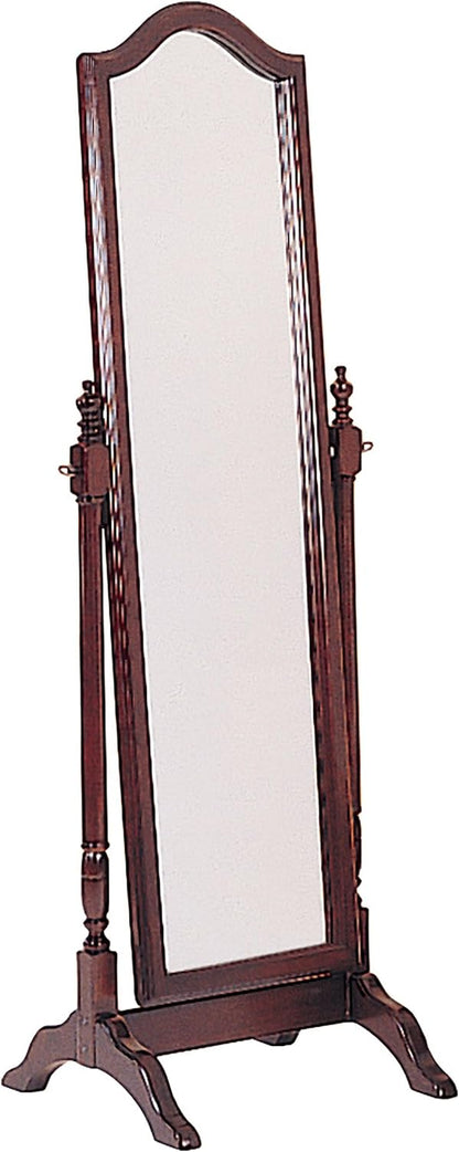 Coaster Home Furnishings - Cabot - Wood - Cheval Standing Mirror with Swivel Base, Full-Length Viewing and Arched Top - Bedroom, Entryway & Dressing Area - Merlot - 3103