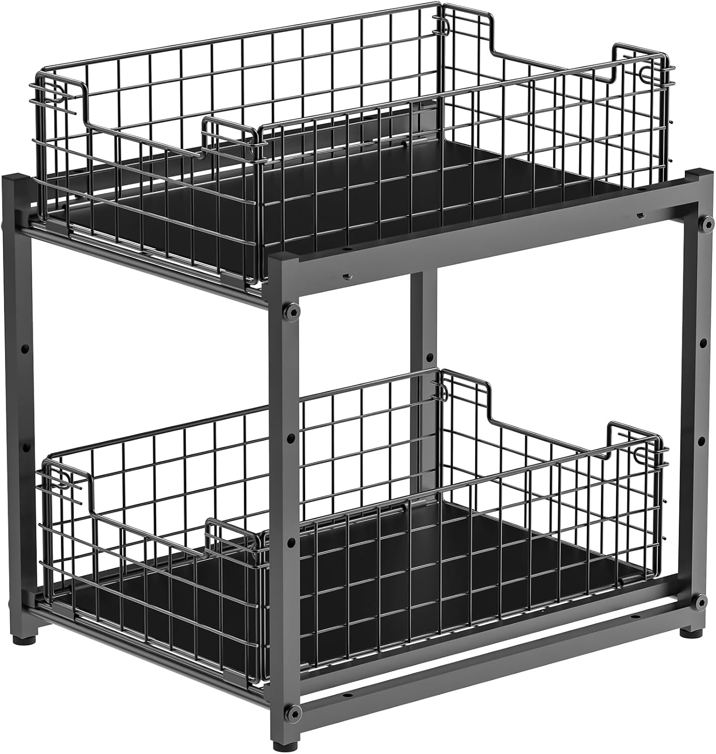 Under Sink Organizer, 2-Tier Pull Out Cabinet Organizer, Kitchen Bathroom Organizer and Storage, Spice Rack for Kitchen, Multi-use Sliding Drawers Shelves, Pack of 2