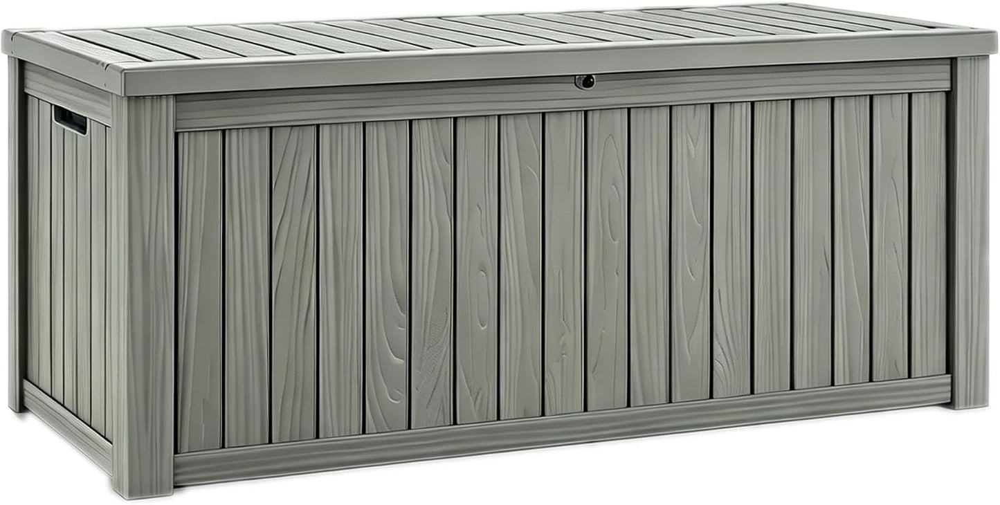 Fancyango 75 Gallon Outdoor Deck Box Waterproof, Large Storage Box for Patio, Resin Storage Bench Lockable for Garden Tools, Package Delivery, Black