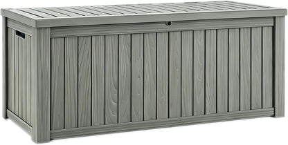 Fancyango 75 Gallon Outdoor Deck Box Waterproof, Large Storage Box for Patio, Resin Storage Bench Lockable for Garden Tools, Package Delivery, Black