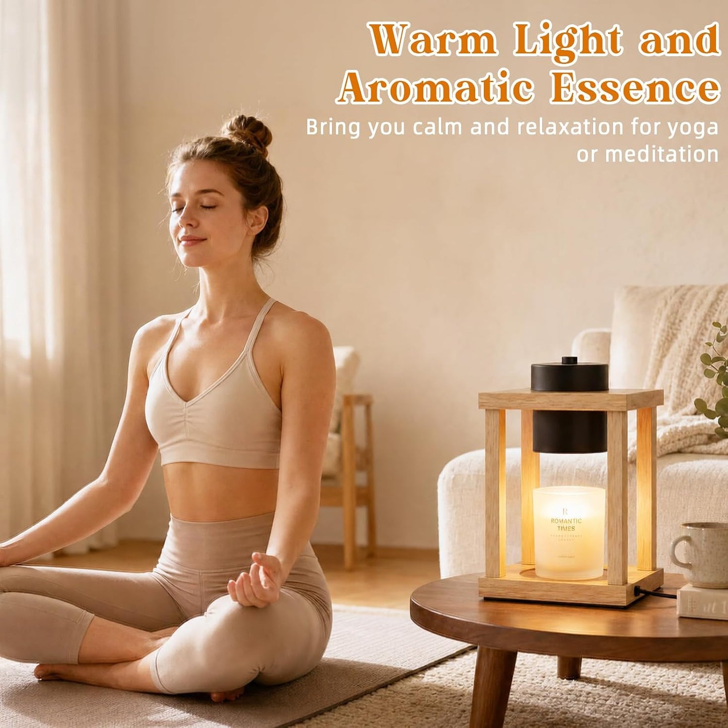 Candle Warmer Lamp Wood with Timer, Dimmable Electric Candle Lamp Warmer for Jar Candles, 2*35 Watt Bulb, Mothers Day Birthday Gifts for Women Men, Decorative Wooden Candle Lamp for Bedroom Home Decor