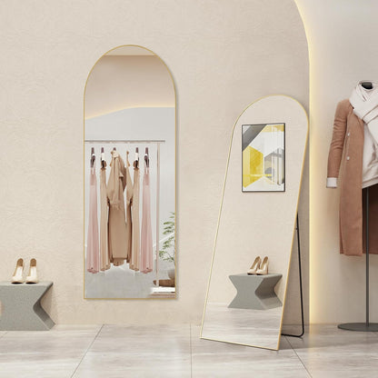 Arched Mirror Full Length, Upgraded 16"x59" Body Wall Mirrors with Shatter-Proof Glass, Floor Standing, Hanging or Leaning, Tall Arch Mirror with Stand Aluminum Alloy Frame for Bedroom Cloakroom
