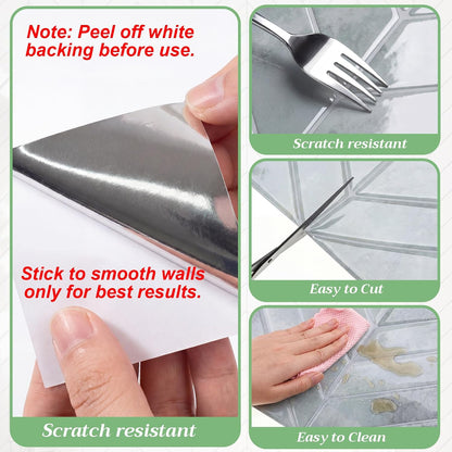 Nuanchu 10 Sheets White Herringbone Peel and Stick Backsplash 11.4 x 9 Inch 3D Stick on Wall Tiles, Self Adhesive, Waterproof & Easy to Clean for Kitchen Bathroom Rental Wall Tile