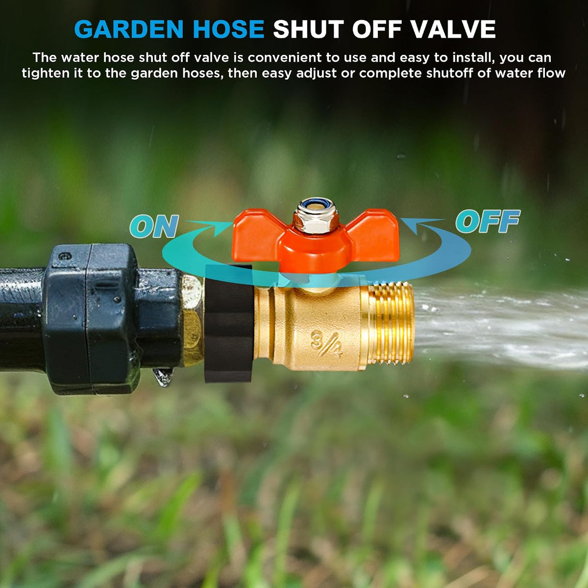 Garden Hose Splitter 3/4" GHT Full Flow 2 Way Brass Hose Splitter Heavy Duty All Metal Hose Y Splitter with Shutoff Outdoor Faucet Water Hose Splitter Y Valve Tap Adapter for Outdoor Garden