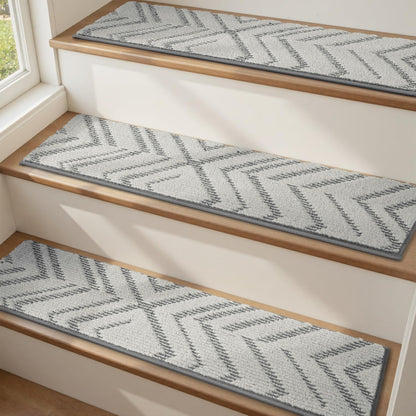 PADOOR Stair Treads Non Slip 15 PCS, 3D Peel and Stick Stair Treads for Wooden Steps Indoor, Residue-Free Adhesive Stair Runner for Kids, Elders & Pets, Washable Carpet for Stairs,8"x30",Brown