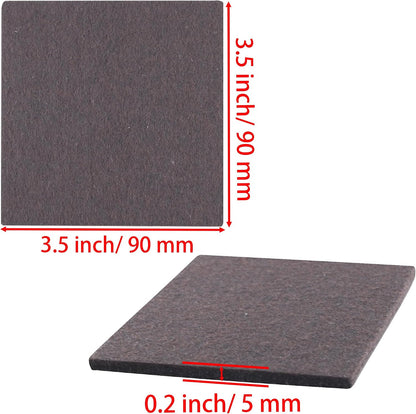1.5inch Square Felt Furniture Pads, 16Pcs Self Adhesive Cuttable Felt Furniture Leg Pads Floor Protectors Furniture Sliders for Hardwoods Floors, Brown
