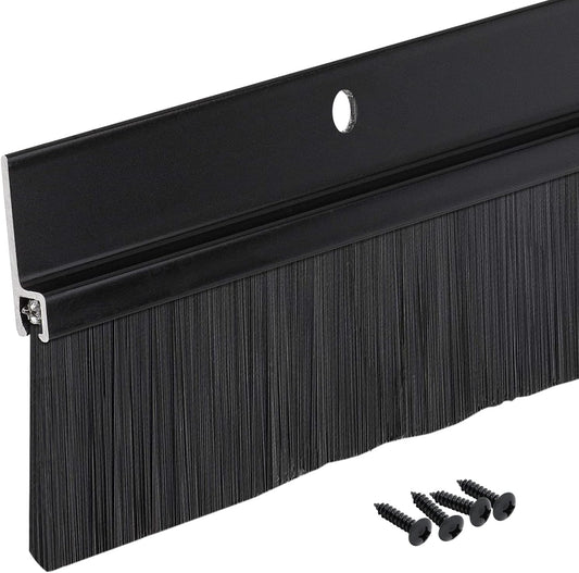 Brown Aluminum Brush Door Sweep for Bottom of Door Exterior, 36 Inch, Metal Door Sweep for Interior & Exterior Doors, Storm Doors, & Screen Doors, Seals Gaps up to 1-1/2", Made in USA
