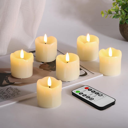 Eywamage Ivory Flameless Votive Candles with Timer Batteries, 2x3 inch Small LED Pillar Candles Flickering Set of 6