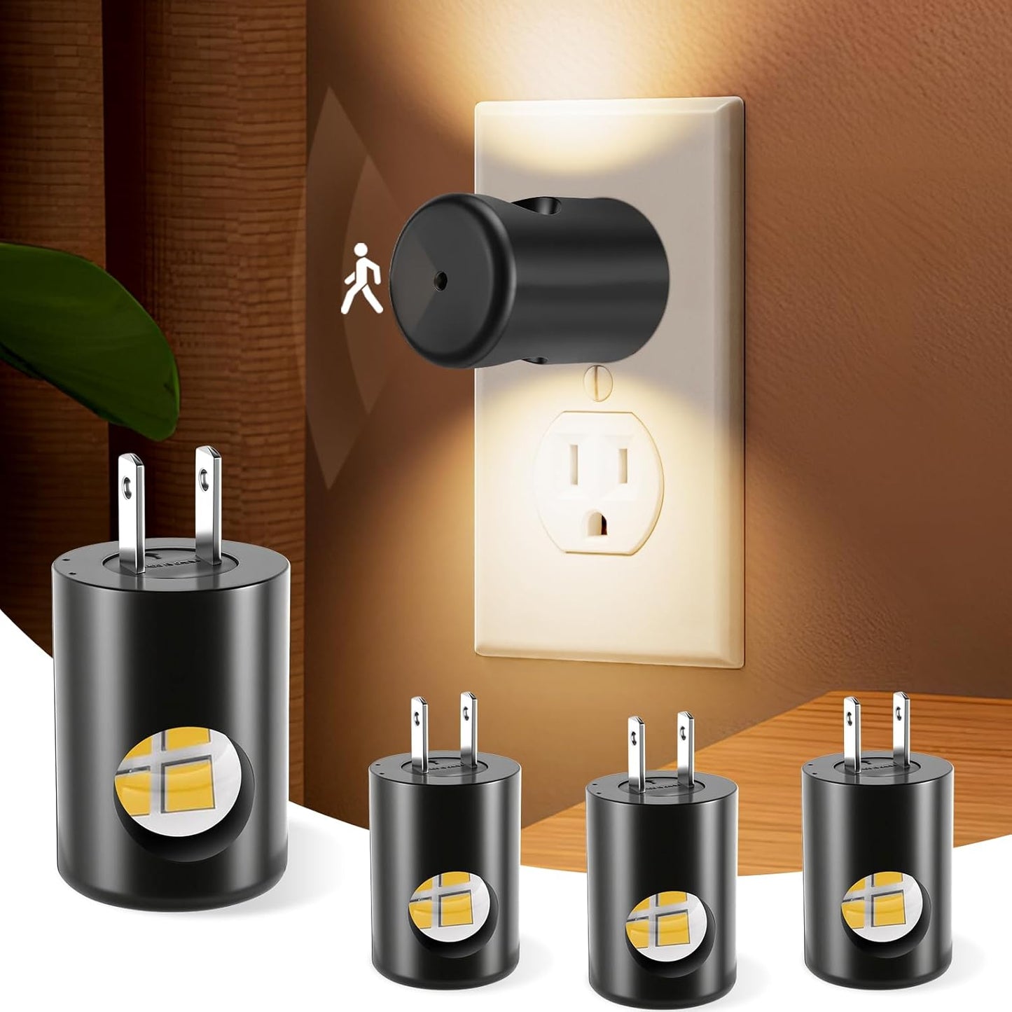 TSEXES LED Motion Sensor Night Lights,Plug-in Motion Activated Night Light,5000K Daylight,Bedroom, Hallway,Bedroom,Kitchen, Stairways, Non-Dimmable,4 Pack