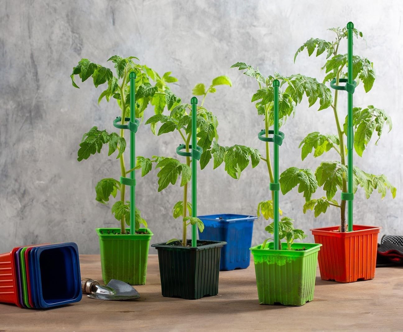 20Pcs Plant Stakes 17inch, Toylin Adjustable Length Plant Support Stake Green Orchid Stick with Clips for Indoor Outdoor,Garden Pole for Potted Orchid Tomato Vegetables