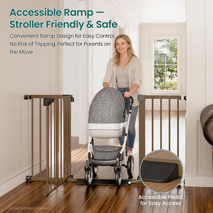 Cumbor 30-46" Baby Gate for Stairs, Mom's Choice Awards Winner-Auto Close Dog Gate for The House, Gifts for Mom, Easy Install Pressure Mounted Pet Gates for Doorways, Black