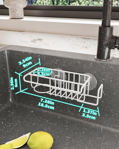 HapiRm 4 in 1 Sink Caddy Sponge Holder, SUS304 Stainless Steel Kitchen Brush Holder and Dish Cloth Hanger, Kitchen Organizers and Storage Essentials - Silver