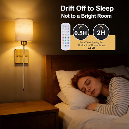 Battery Operated Wall Sconce Set of 2, Black Wireless Wall Lights with Remote 5300mAh Rechargeable Dimmable Bulb, 12 Colors Wireless Wall Sconces for Bedroom Living Room Hallway