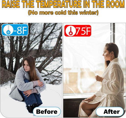 Window Insulation Kit for Winter Seal Covers Up to 5 Windows Thermal Shrink Film 43 in * 63 in Easy Indoor Installation Window Tape Included(Q-Wfilm-5Pack)