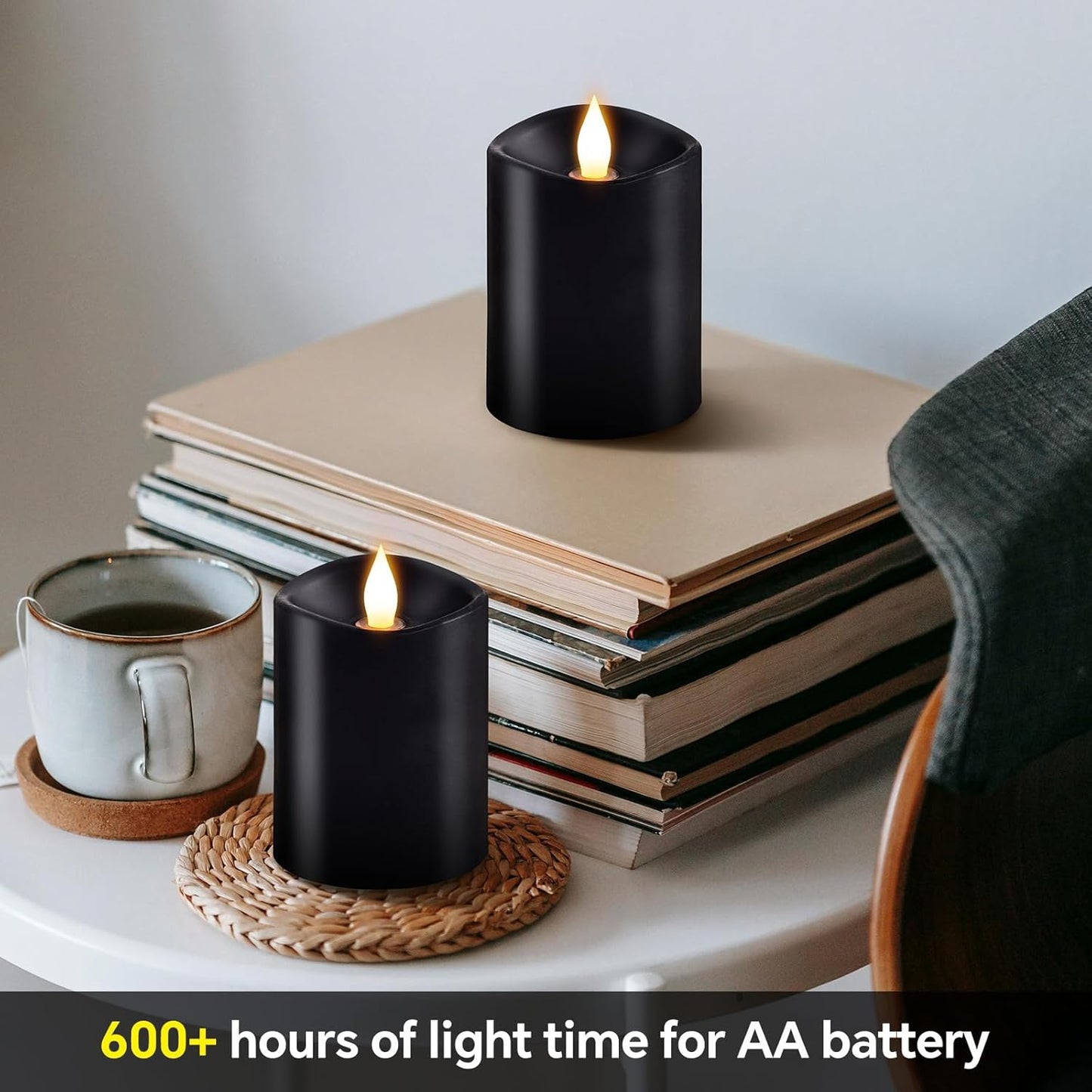 3x4 Flickering Flameless Candles Set of 3,Real Wax Pillar LED Candles,with Timer,4 inch Flameless Candles with Remote,for Party Wedding Holiday Home Decor,Ivory