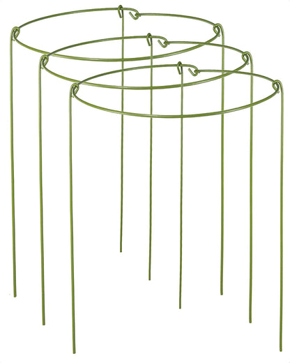 5 Pack Plant Support Stakes, Adjustable Plant Ring Cages with Green Rubber Wrapping, Ideal for Orchids, Indoor and Outdoor Potted Plants, 6" Wide x 11" High