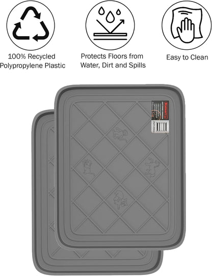 Stalwart All-Weather Boot Tray, Indoor Outdoor Doormat for All Seasons, 2 pk Small, Black