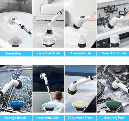 TUYU Replaceable Brush Heads Electric Spin Scrubber,4 Pack Brush Heads & 4 pcs Extra Brushes Kit, Cordless Spin Scrubber Power Cleaning Brush for Bathroom Floor