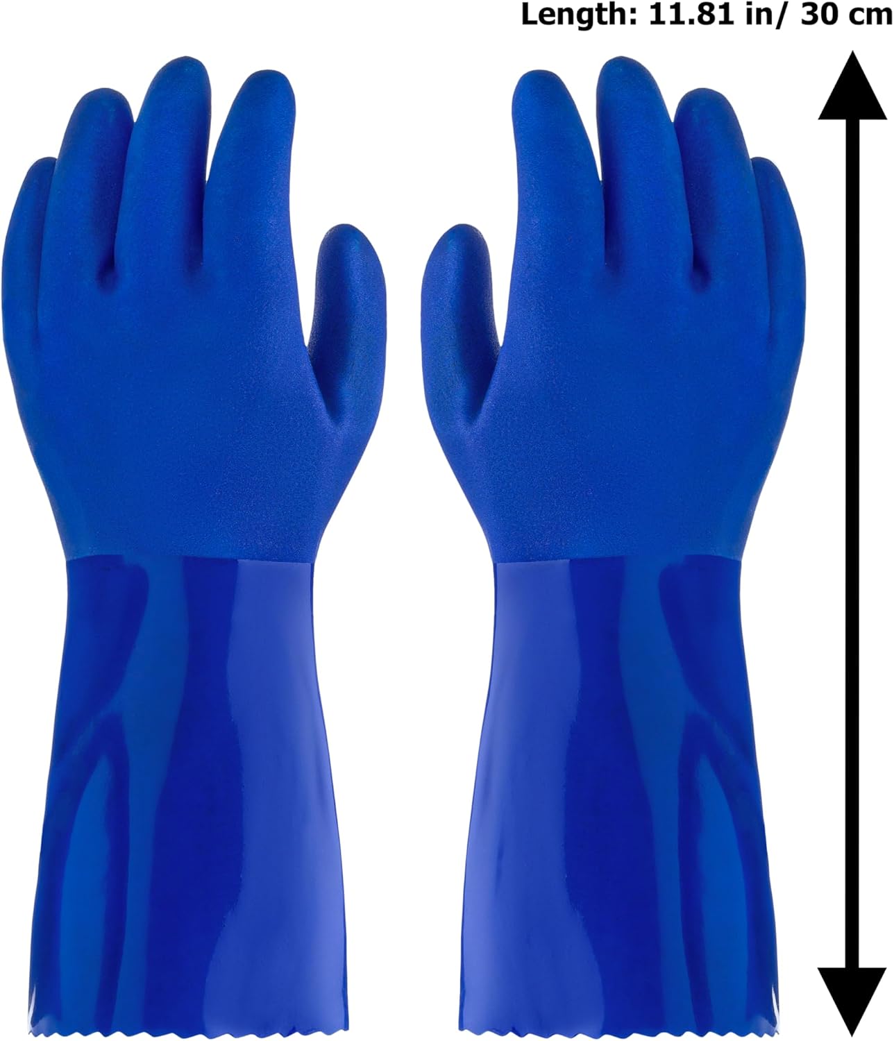Kitchen-Star Ultimate Rubber Household PVC Gloves with Comfortable Cotton Lining, Anti-Slip surface, Kitchen Dishwashing, Extra Thickness, Kitchen Cleaning, Working, Painting, PetCare (X-Large, Green)
