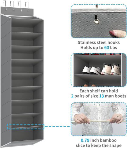 REGELETO 28 Large Pocket Over the Door Shoe Organzier, Hanging Shoe Rack for Door Large Capacity Shoe Organizer Holder with 4 Metal Hooks.