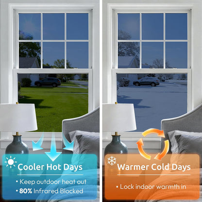 rabbitgoo Privacy Window Film Non Adhesive Frosted Glass Sun Blocking Self Static Cling Decorative for Home Kitchen Living Room, Removable and Reusable, 17.5 X 78.7 inches