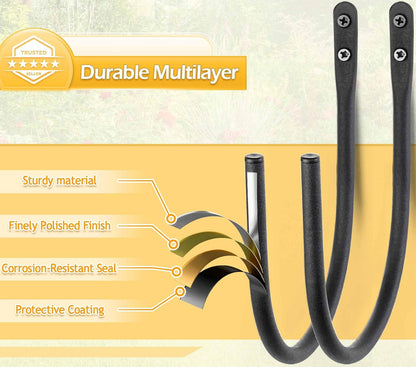 Lifyzoon 2Pack Heavy Duty Garden Hose Holder - Wall Mount Metal Hose Hanger | Rust-proof Water Hose Racks, 60 lbs Weight Capacity, Sturdy Outdoor Yard Organizer, Garage Tool & Backyard Storage