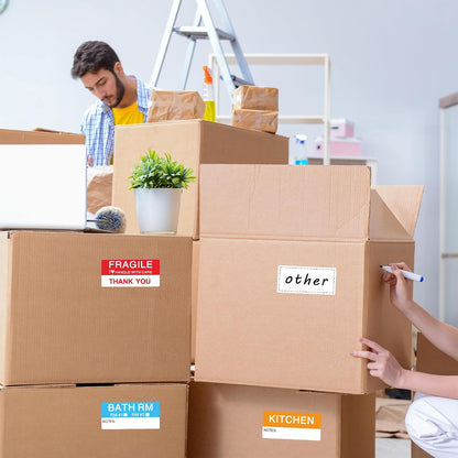 120 Pcs Home Moving Stickers Packing Box Color Coding Labels, 5 Different Living Spaces + 1 Blank Label, 6 Colors/Sheet（20 Sheets） 1 5/8 × 3 1/2 Inch