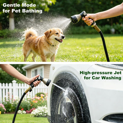 FANHAO Garden Hose Nozzle 100% Heavy Duty Metal, Water Hose Sprayer High Pressure with 8 Spray Patterns, Thumb Control, On Off Valve for Garden Watering, Car and Pet Washing