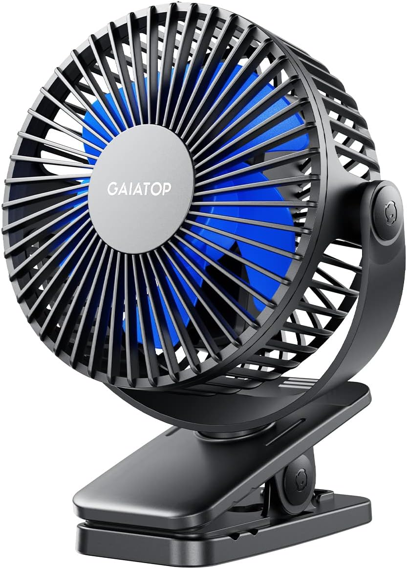 Gaiatop Portable Clip on Fan Battery Operated, Small Powerful 3 Speed Quiet 360° Rotate, USB Rechargeable Mini Personal Cooling Fan for Desk Table Home Office Stroller Camping Women Gifts Purple