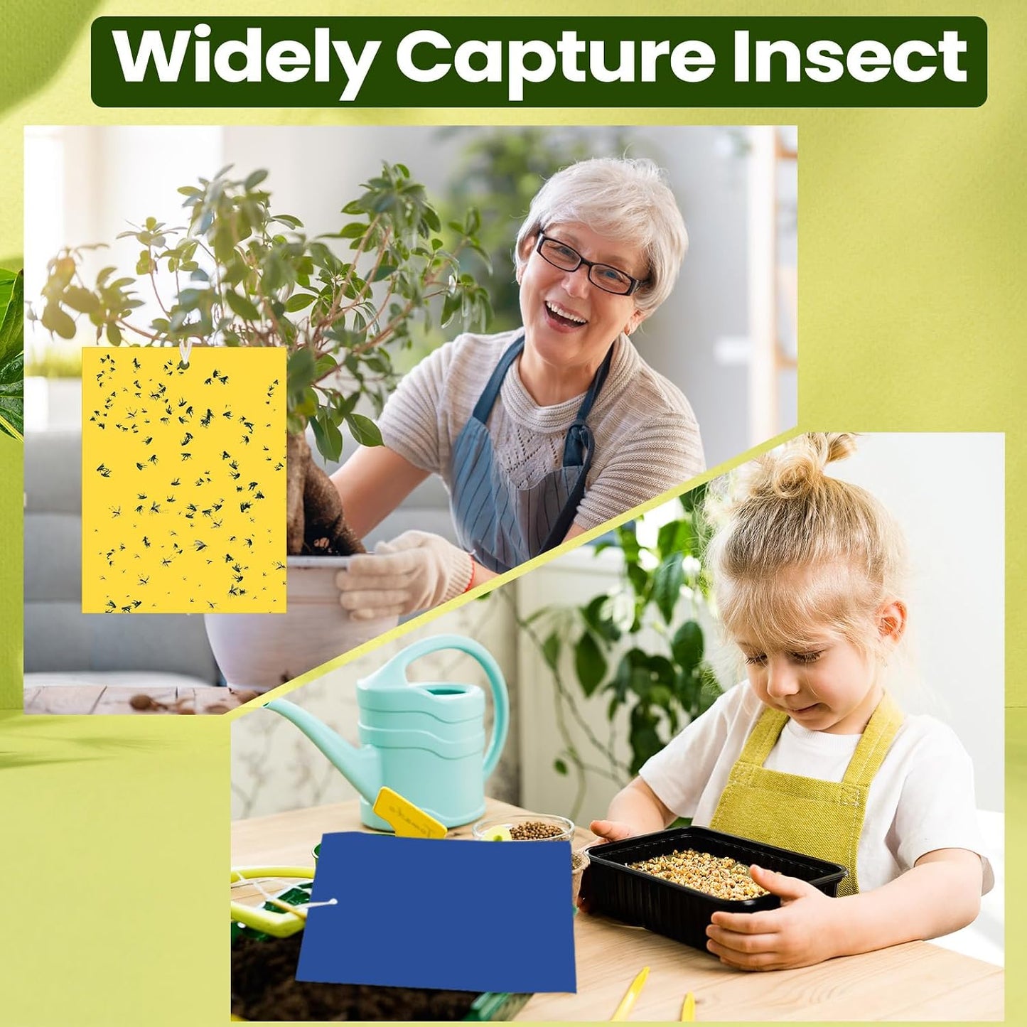 Qualirey 150 Pcs 6x8 Inch Yellow Sticky Traps for Gnats, Dual-Sided Sticky Gnat Traps for Indoor Outdoor Plants, Pest Control for Fungus Gnats, Fruit Flies, Whiteflies – Bulk Pack with Twist Ties