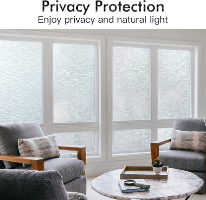 Haton Window Privacy Film, Frosted Glass Static Cling Sun Heat Blocking Window Clings, Frosting Opaque Coverings Stickers Tint for Home Office Door, Non Adhesive, White 17.5" x 78.7"