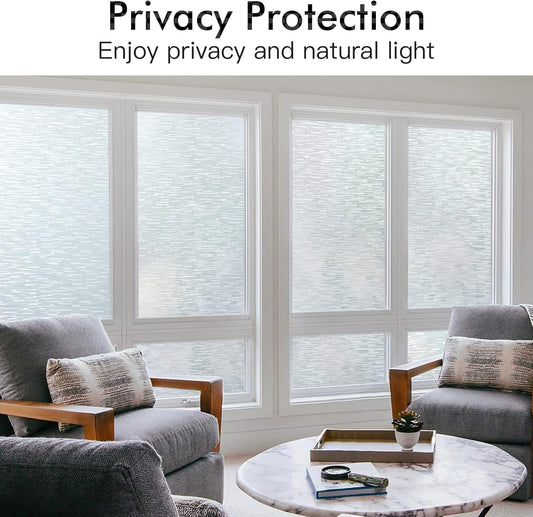 Haton Window Privacy Film, Frosted Glass Static Cling Sun Heat Blocking Window Clings, Frosting Opaque Coverings Stickers Tint for Home Office Door, Non Adhesive, White 17.5" x 78.7"