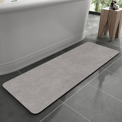 MontVoo -Bath Mat-Rubber Backing Non SlipThin Bathroom Rugs Fit Under Door- Quick Dry Absorbent Faux Suede Surface Grey Bathroom Floor Mats-Shower Rug for in Front of Bathtub Shower Gray 16x24