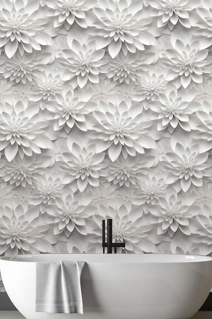 Floral Peel and Stick Wallpaper 3D Effect Interior Wall Décor Contact Paper Self Adhesive Removable Renter Friendly for Bedroom Living Cabinet Room 17.7in x 9.8ft (Not Textured Wallpaper